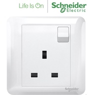 Schneider Electric 13A Single Gang Switched Socket, White