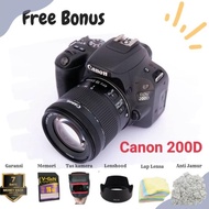 Bekas! Kamera Canon 200D + Lensa Kit Stm + Memori 16Gb + Tas + Garansi