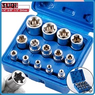 LUCKY-SUQI 14PCS/Set Wrench Head Star Socket Set, E4-E24 1/4" 3/8" 1/2" Hexagon Socket Nut Socket, V