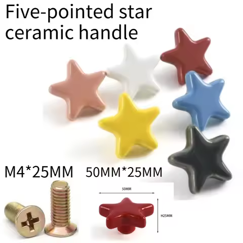 Five-star Ceramic Pull Handle - Cute Furniture Cabinet Door Handle Star-shaped Children's Bedroom Dr