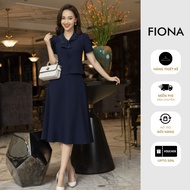 FIONA ODD SET SET Turtleneck shirt with polka dot pattern and charcoal purple flared skirt F552240 +