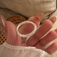 Pure Silver 999 Ring Closed Ancient Method Tang Grass Pattern High-End Sterling Silver Dead Ring Hig