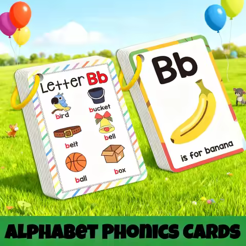 Eco-Friendly Alphabet Phonics Flashcards Fruit Theme with Pronunciation Guide for Early English Lear