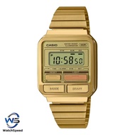 Casio Digital Vintage A120WEG-9ADF A120WEG-9A Gold Ion Plated Stainless Steel Band Watch