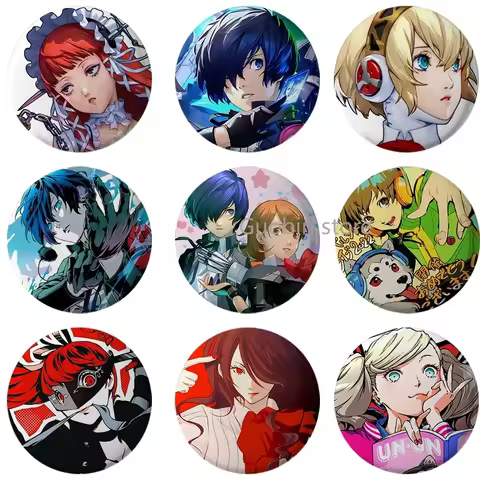 Persona 3 Game Brooches P3/5 Shin Takeba Megami Yuuki Tensei Makoto Yukari Cosplay Badge Round Tinpl