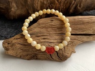 天然黃金硨磲 硃砂 手鍊 紅福  6mm硨磲手鍊