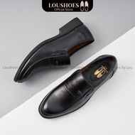 LouShoes - Black middle-aged western shoes, leather shoes for dad, shoes for dad, hand-stitched Napp