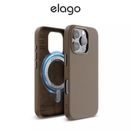 elago Magnetic Leather Case Compatible for iPhone 16 Pro (Light Gray)