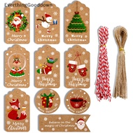 ever 100pcs Merry Christmas Gift Tags Kraft Paper Card Hang Tag Christmas Party Favor ev