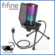 ¤ ◙ ✌ FIFINE A6V Ampligame A6V RGB USB Microphone Gaming Microphone and Streaming Microphone