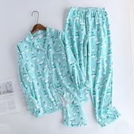 2026 Fashion Plaid Winter 100% Brushed Cotton Pajamas Sets Women Sleepwear Spring Pure Cotton Pyjama