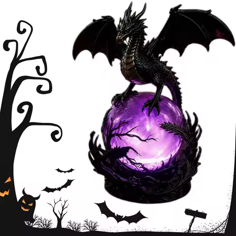 Fantasy Resin Dragon Night Light Multifunctional USB Powered Mystic Orb Lights for Bedroom Shelf Alt