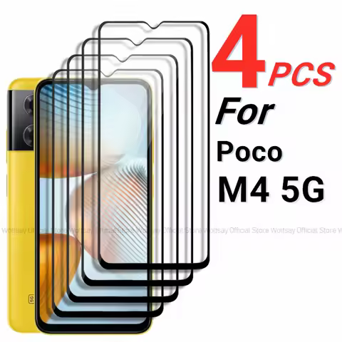 2/4PCS Tempered Glass For Xiaomi Poco M4 5G Screen Protector Xiaomi Poco M4 5G Full Glue Cover Phone