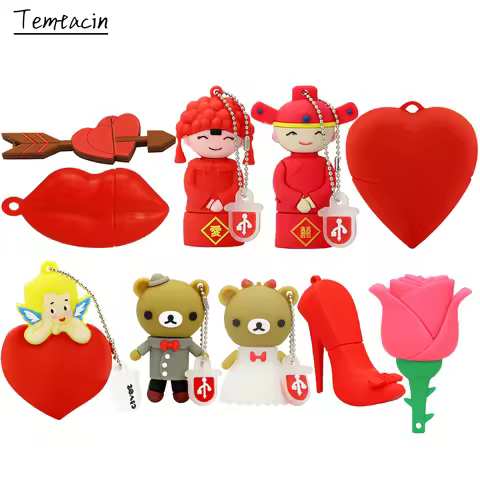 USB Flash Drive 128GB Memory Stick USB2.0 Cartoon Bear Pendrive 4G 8GB 16GB 32GB 64GB 256G Pen Drive