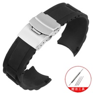 2024 new Silicone watch strap substitute Citizen Mido Rolex Seiko Black Water Ghost Casio men's black rubber watch chain