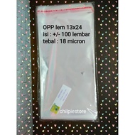 (100 pieces) OPP 13x24 thick 18 micron OPP plastic glue 13x24 cm OPP/ 13x24