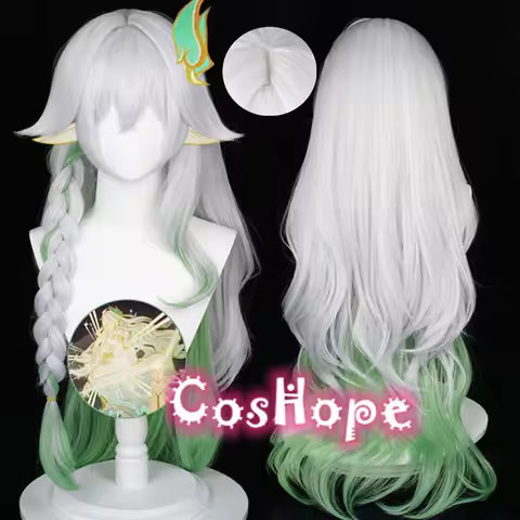 Nahida Wig The Greater Lord Rukkhadevata Cosplay Wig Silver Green Wig Cosplay Anime Heat Resistant S