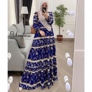 KATUN Gamis Baju Gamis Women Homedress Maxy Cotton Rayon Latest Jumbo Busui Motif - Umma Navy, XXL: 