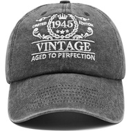 80th Birthday Gifts for Men Women, 80th Birthday Decorations, Adjustable Washed Cotton Embroidered B