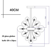 Nordic Dining Room Luxury Glass Globe G9 LED Chandelier Metal Pendant Chandelier Lighting Indoor Lum