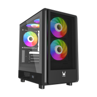 Invasion C-2000 Compact M-ATX Gaming Case - Black/White (AURORA FAN)