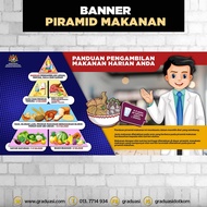 Banner Koridor atau kantin, Piramid Makanan Malaysia, Keceriaan Sekolah 3 x 6 kaki  #bnrb