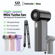 GOOJODOQ Mini Fan 4000mAh Turbo Mini Fan Rechargeable Handheld Portable Strong Wind Jet Hand+Case