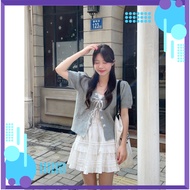 Women's skirt Set - Women's clothing Set 3 Piece includes 2-piece shirt with bow buttons mixed with 