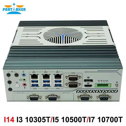 Partaker Industrial PC Intel I3 10350T I5 10500T I7 10700T TPM2.0 Triple LAN 6COM 12-24V Wide Voltag