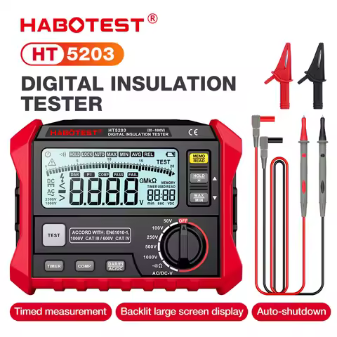 HABOTEST HT5203/HT5205 1000V Insulation Resistance Tester Earth Ground Resistance Tester Data Storag