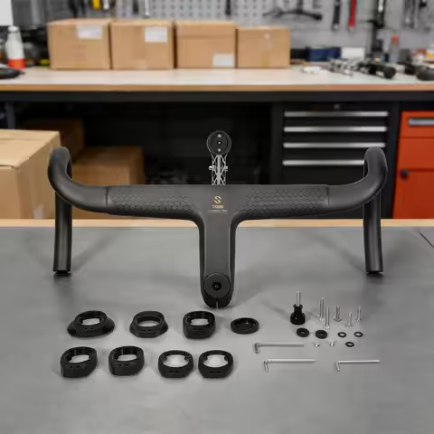 TOSEEK Carbon road cycling handlebar Internal Cable road carbon integrated handlebar Carbon Integrat