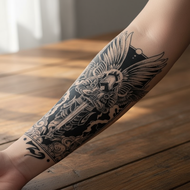 Waterproof Black Knight Wings Temporary Tattoo Sticker for Arms, Men and Women