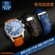 Suitable for
 Ostrich Pattern Leather Watch Strap Omega Citizen Tudor Men's Cowhide Watch Chain 20 22mm