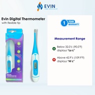 Evin Digital Thermometer with Flexible Tip | For Oral, Axillary & Rectal