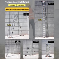 LENODI Tangga Lipat 5.8 Meter Paduan Aluminium Teleskopik Tangga Teleskopik Multifungsi