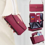 กระเป๋าสะพายข้างมัลติฟังก์ชันซิปด้านข้างแม่เหล็ก พร้อมกระเป๋าสตางค์ สายสะพายปรับได้ ช่องใส่บัตร สายข