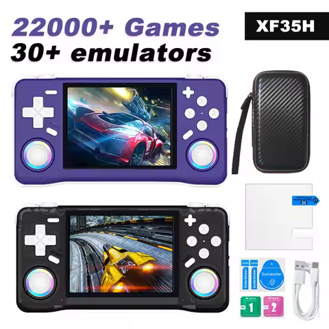 XF35H Pocket Size Retro Gaming Handheld Console 3.5 Inch Full Fit Screen RGB Light Rocker Linux Syst