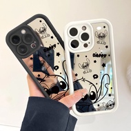 For Samsung Galaxy A01 A02 A03 A03s A04 A04s A05 A05s A06 Casing Cute Disney Stitch Luxury Make Up M