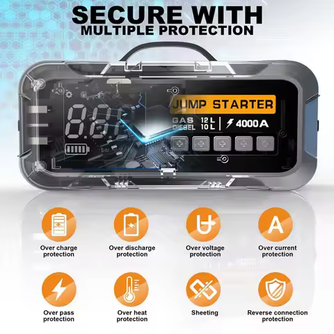 Multifunction Car Jump with 8000mAh Battery Charger Compressor Air Pump Tire Inflator Emergency Kit 
