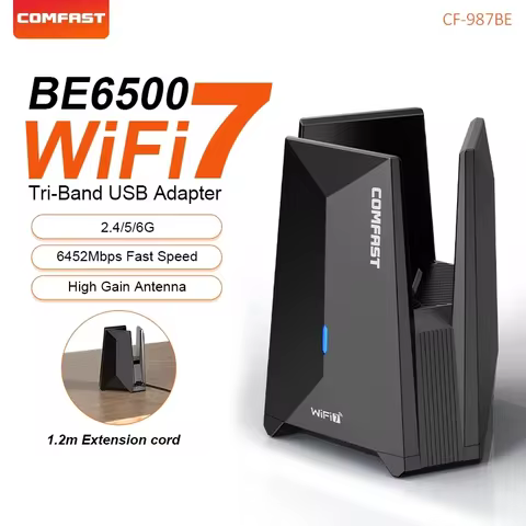 COMFAST USB WiFi 7 Wi-fi adapter 6452Mbps Network Card USB3.0 Tri-band Wifi Dongle 2.4G/5.8G/6G Driv