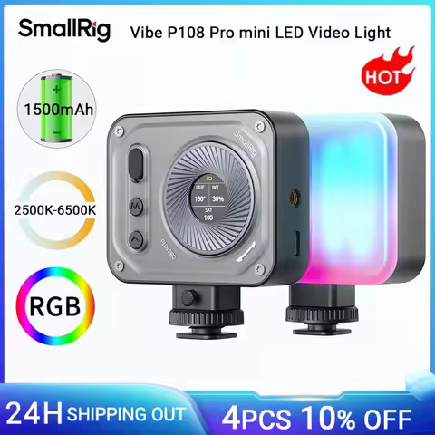 SmallRig Vibe P108 Pro Mini RGB Video Light, Portable Led Camera Light for Photography 12 Effects fo