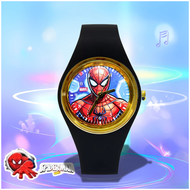Jam Tangan Anak Anak Strap Rubber Polos Dengan Desain Tampilan Karakter Spiderman