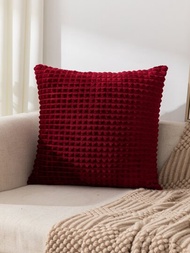 1入組素色質感紋理抱枕方形靠墊套不附帶墊芯適用於沙發臥室