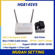 HIJAU Huawei HG8145V5 ONT Router XPON GPON/EPON 2.4G WiFi Modem Fiber Optic Port Greenbiru + Adapter