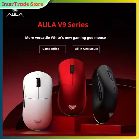 Aula V9 Ultra Wireless Gaming Mouse Custom Esports Design Dual 8K 3 Mode PAW3950 Sensor 55g Lightwei