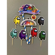 Cake topper among us - birthday cake skewer decoration among us