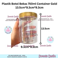 Halal Plastik Botol Candies Bekas 750ml Container Gold (13.5cm*9.3cm*9.3cm) SC