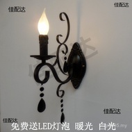 Black Wall Lamp Crystal Bedroom Wall Lamp Iron Wall Lamp Crystal Lamp European Wall Lamp Retro Livin