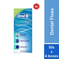 [Bundle of 4] Oral-B Super Floss Clean Dental Floss, Mint 50m