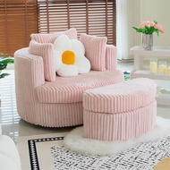 Ins style single sofa chair living room corduroy lazy sofa rotatable leisure sofa chair